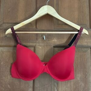 Victoria’s Secret Red Bra With Sparkle Straps No Size Tag